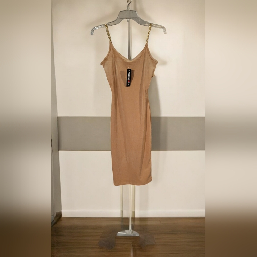 Womens tan bodycon mini dress. Size small. NWT